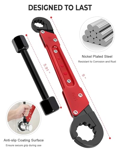5 Pcs Plumbing Tools Kit with Angle Stop Wrench, Adjustable Wrench Professional Plumbers Wrench for Installing New Compression Angle Stop and Removing Compression Ring with Storage Bag - style: Angle Stop Wrench