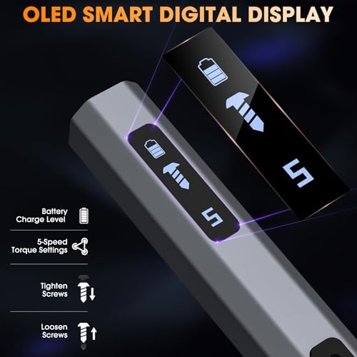 TanSon Mini Electric Screwdriver Set,3.7V Precision Screwdriver Set 66 in 1 Magnetic Drill,HD Display,5 Torque Settings,4 LED Lights, Portable Repair Tool Kit for Computer,Phone, Watch,Camer,Glasses - color: 66 Grey