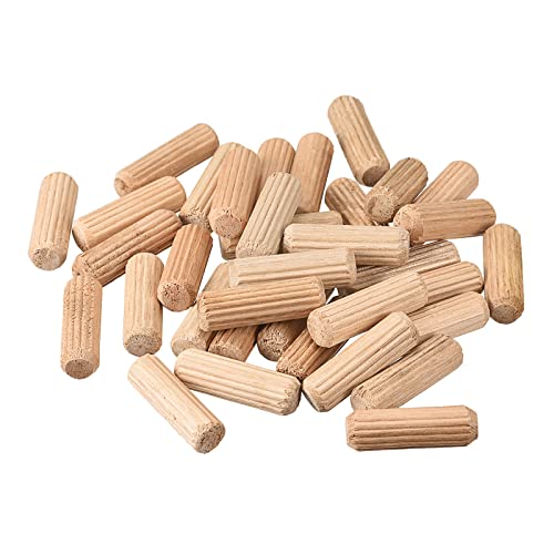 uxcell Wooden Dowel Pins 36pcs 8x25mm(5/16"x1") Fluted Beveled Ends Wood Dowel Pegs Kiln Dried Hardwood for Woodworking Furniture Shelf - size: 8x25mm