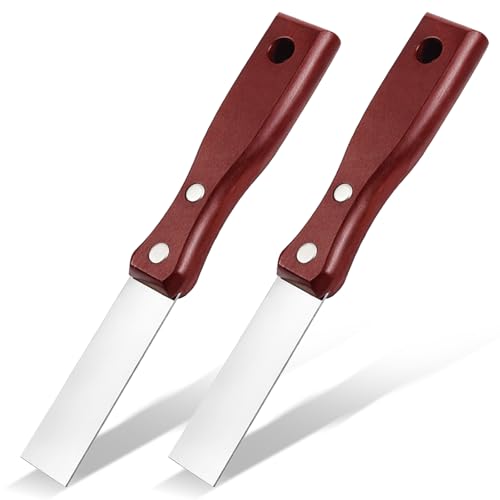2PCS Spackle Knife, Small Putty Knife,1 Inch Scraper Tool with Wooden Handle for Drywall, Spackling, Patching, Painting, Wallpaper Removal - size: 1inch+2inch