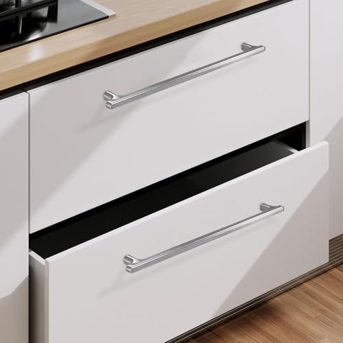 COTYKILEY 10 Pack 10 Inch(256mm) Brushed Satin Nickel Cabinet Handles Kitchen Cabinet Pulls Cabinet Door Handles Kitchen Cabinet Hardware Cupboard Drawer Pulls Dresser Handles - color: Brushed Satin Nickel, size: 10" Hole Center（256MM）