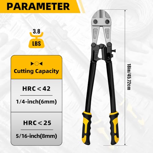 GRENPRO 18 Inch Heavy Duty Bolt Cutter, Chrome Vanadium, Anti-Slip Handle - style: 18" Bolt Cutter