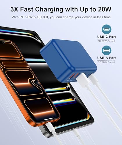 USB C Wall Charger, 100W 6 Port USB C Charging Station Hub Cube Wall Outlet - color: Dark Blue