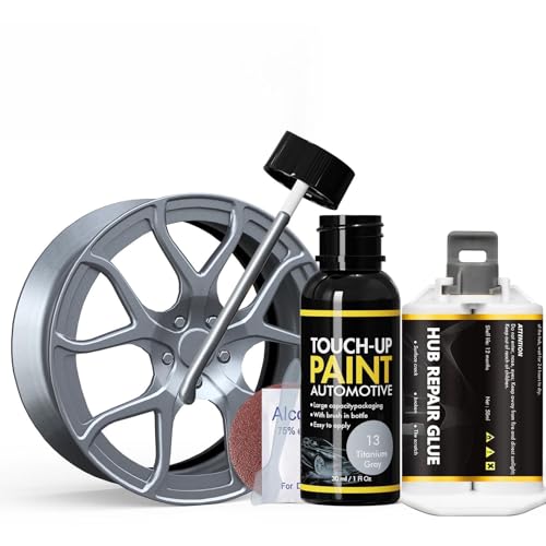Titanium Gray Rim Touch Up Paint, Rim Repair Kit Curb Rash - color: Titanium Gray