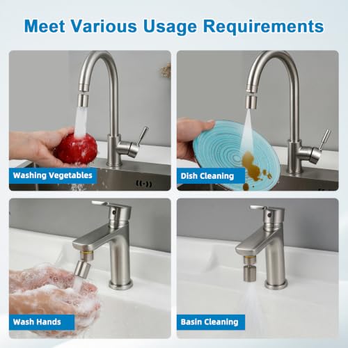 Hibbent NSF/ANSI/CAN 372 Certified 4 Modes Faucet Aerator, Brushed Nickel - color: Brushed Nickel, style: Upgraded Four Modes Faucet Aerator