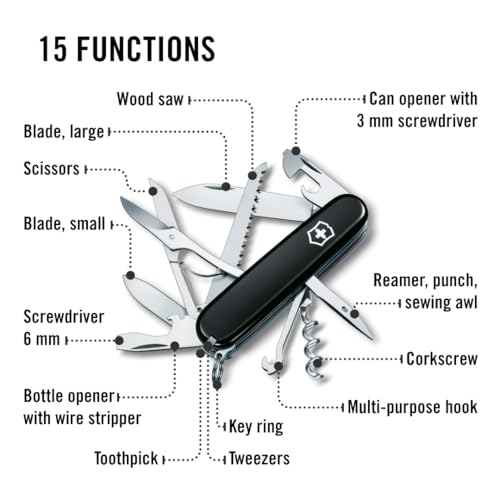 Victorinox Huntsman Swiss Army, 15 Function Pocket Knife, Black - color: Black, style: Single Knife