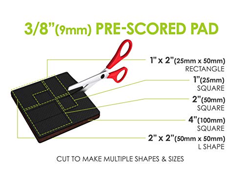 Slipstick GorillaPads 4 Inch Non Slip Furniture Gripper Pads (Pre-Scored to Cut to Size) Stops Sliding and Protects All Hard Floor Surfaces, Optional Self-Stick Adhesive, Square, CB140 - size: 4" Pre-Scored