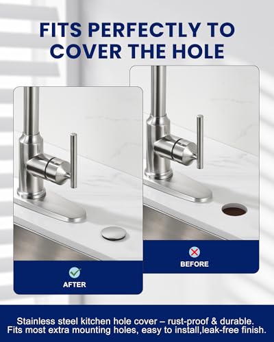 Kitchen Sink Hole Cover, Brushed Stainless Steel Faucet Hole Cover - color: Brushed