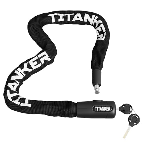 Titanker Bike Chain Lock with Keys, 3.3 Feet Security Heavy Duty Anti-Theft Bicycle Chain Locks for Bike, Motorcycle, Bicycle, Door, Gate, Fence, Grill (6mm, 8mm, 10mm Thick Chain) - color: Black-8mm Chain