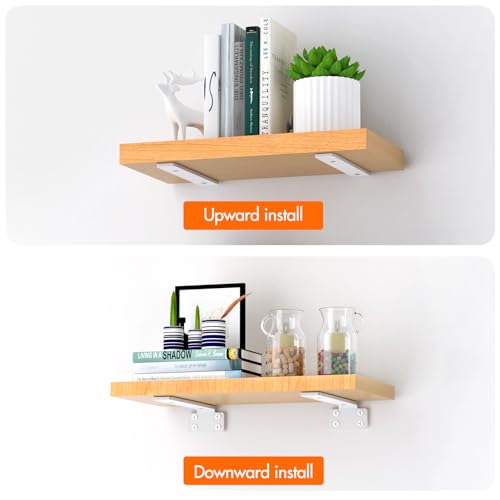 VANCASTLE Shelf Bracket, Floating Shelf Bracket 10 Inch , 6 Pack Heavy Duty Shelf Brackets, Metal Wall Shelf Brackets with 1/5 Inch Thick and Holds 160+lb, Brackets for Wood Shelves，White - size: 10 Inch