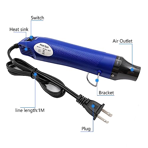 Heat Gun, Mini Hot Air Gun for DIY Crafts Portable Heat Air Gun Tool for Embossing Shrink Wrapping Drying Paint - color: Blue