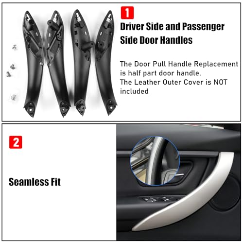 Jaronx Compatible with BMW Door Handles Replacement for 320i,325i,328i,330i,335i,340i F30/F31/F80 M3, 4PCS Driver Side and Passenger Side Interior Door Pull Handle Replacement(NOT for 4 Series) | 320i,325i,328i,330i,335i,340i 4PCS Driver Side and Passenge