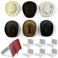 Modern JP Adhesive Hat Hooks for Wall (6-Pack) - Cowboy Hat Rack, Wide Brim Hat Organizer, Strong Hold Hat Hangers for Wall - White - color: White