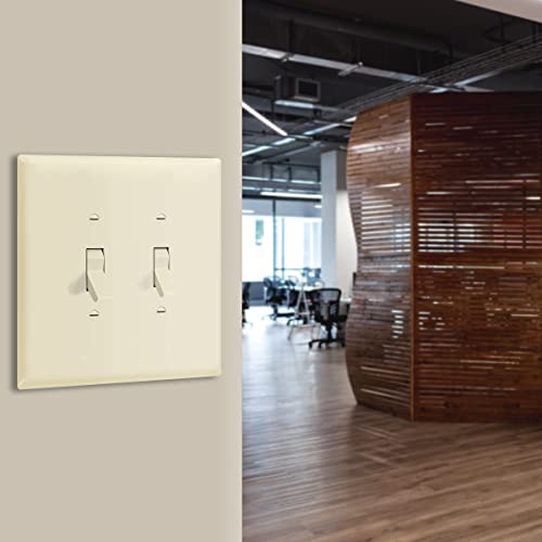 ENERLITES Oversized Double Toggle Light Switch Cover Plate, Light Almond - color: Light Almond, size: Over-Size