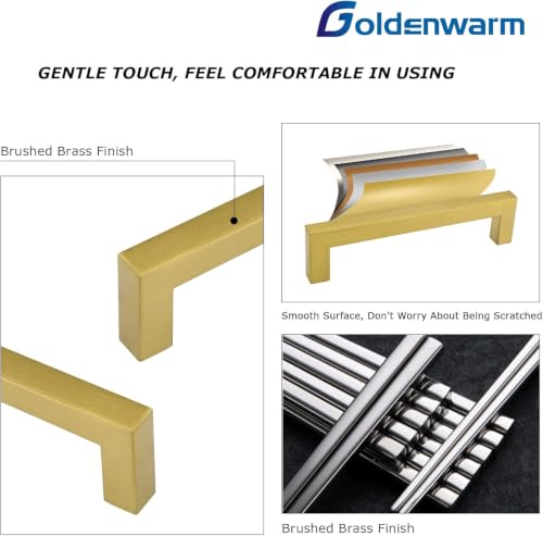 Goldenwarm 5 Pack Gold Cabinet Knobs，Brushed Brass Drawer Knobs - color: Gold, size: Single Hole