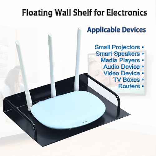 HNVNER Metal Floating Wall Shelf for Router & Cable Box, 10.3x8 Inch - color: 1 Layer-small-1pcs