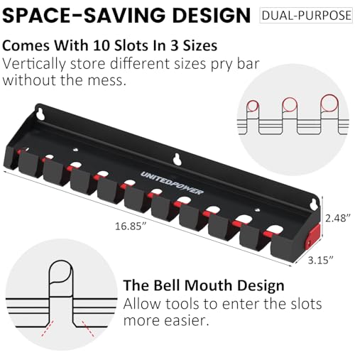 UNITEDPOWER Pry Bar Holder, Lockable Wall Mount Storage Rack Organizer for Workshop, Shed, Garage, Home, Stores up to 10 13 Tools or Extensions - style: Pry Bar Holder