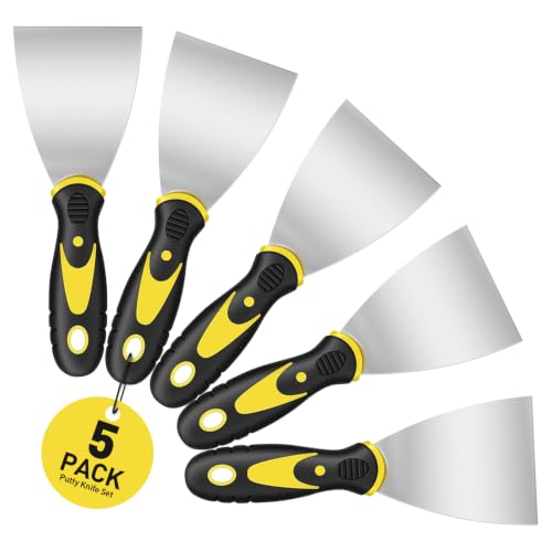 5 PCS Putty Knife Set, 3 Inch Stainless Steel Spackle Knives, Paint Scraper for Drywall Repair, Wallpaper Removal, Plaster Scraping, Patching Holes – Scraper Tool for DIYers & Homeowners - size: 3 Inch