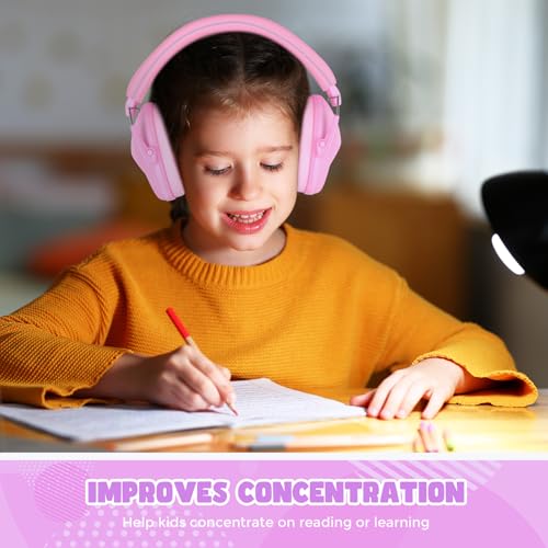 ProCase Kids Noise Cancelling Headphones Ear Hearing Protection, Pink - color: Light Pink