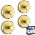 HOME SO Suction Cup Hooks for Shower & Bathroom Towel Holder 4-Pack Gold - color: Brushed Gold, size: 4 Pack