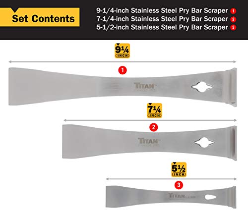 Titan 17007 3-Piece Stainless Steel Pry Bar Scraper Set - size: 3 Piece Set