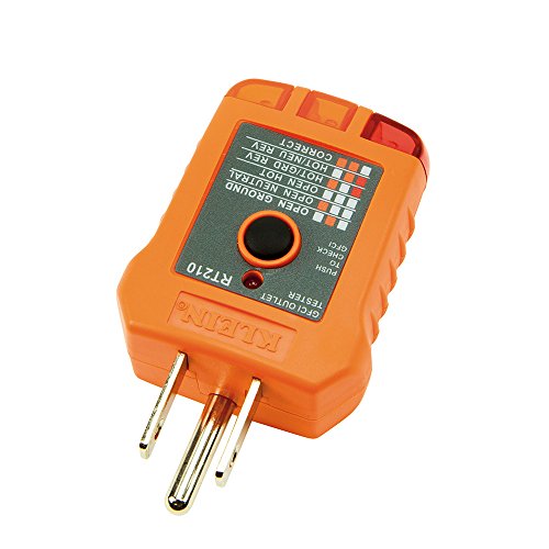 Klein Tools RT210 Outlet Tester, Receptacle Tester for GFCI / Standard North American AC Electrical Outlets, Detects Common Wiring Problems - size: Pack of 1