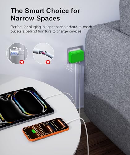Fast Charger Block, 100W 6 Port Charging Station Hub Cube, Power Strip Plug - color: Green