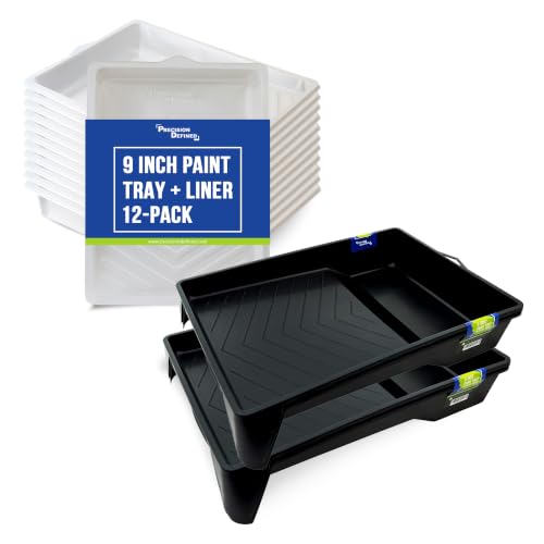 PD 9 Inch Paint Roller Tray and Liner Bundle, 12-Pack, Deep Pocket - color: Bundle (Mixed) – 12 Pack, size: 9-inch