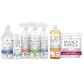Branch Basics Premium Kit: All-Purpose, Glass, Bathroom, Hand Wash, Laundry | Refillable Plastic Bottles + Concentrate, Oxygen Boost. Fragrance-Free, Human-Safe, Plant-Based Formulas - style: Plastic Spray Bottles