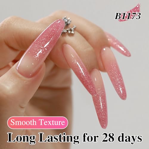 Double Rhythm 0.5Oz Glitter Gel Polish Shimmer Reflective Color for Nail Art Salon DIY Soak Off 15ml Nail Lamp Gel Polish at Home (Light Pink-B1173) - color: Blossom Pale Pink