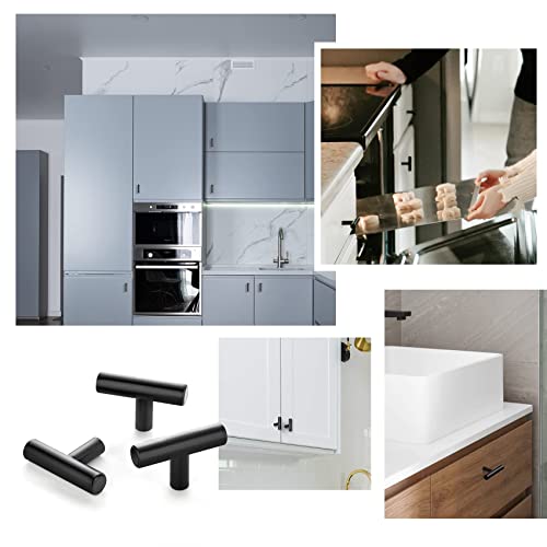 Ravinte 1 Pack Black T Bar Cabinet Knobs 2in Dresser Knobs Single Hole | Matte Black Finish, Solid Metal, Easy Install, Screws Included, Hardware, Kitchen, Bathroom, Drawers, Cabinets - color: Black, size: 1 Pack, style: Round