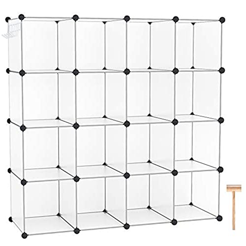 C&AHOME 16 Cube Storage Organizer Cube Shelves Units Storage Cubes, White - color: Transparent White
