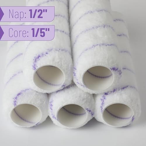 Bates- Paint Roller Covers, 9", Purple Stripes, 5 Pack, Covers for Paint Rollers 9 Inch, 9 Inch Paint Roller Covers, Paint Roller Cover, Paint Roller Covers 9 Inch, Large Paint Roller Covers - color: Light Purple Stripes, size: 9 Inch, 5 Pack