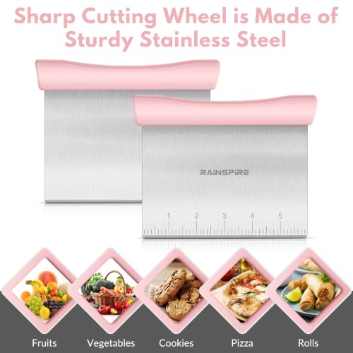 Multi-Purpose Stainless Steel Bench Scraper Dough Blender & Pastry Cutter - color: Pink