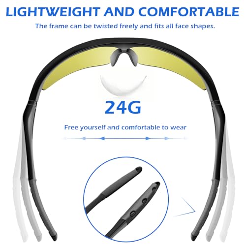 OXG Safety Glasses for Men Women, ANSI Z87 UV Protection Protective Eyewear - color: 12p-yellow