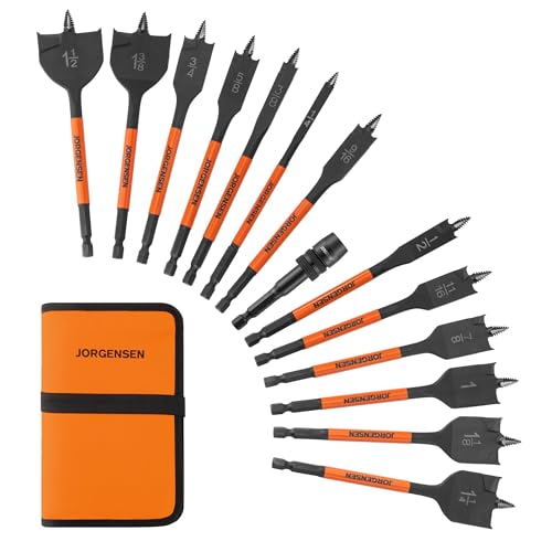 Jorgensen 14-Piece Spade Drill Bit Set with Storage Pouch, 1/4" to 1-1/2" - size: 1/4 in - 1-1/2 in