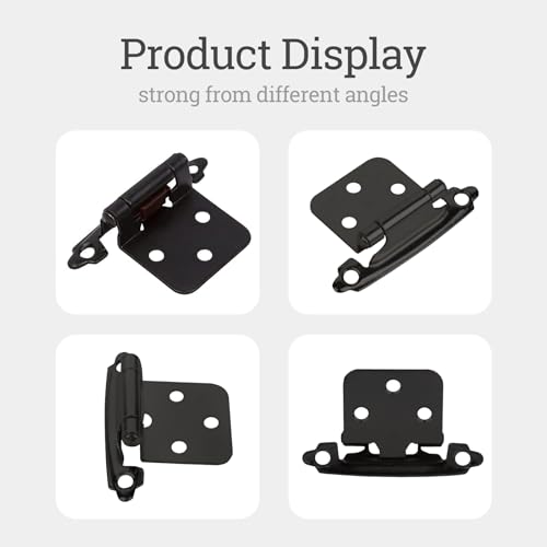 Cabinet Hinges 8 Pack 1/2" Overlay Self-Closing Satin Black - color: Black, size: 8Pack