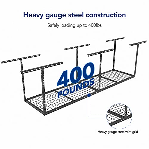 FLEXIMOUNTS 2x8 Overhead Garage Ceiling Storage Rack Organization, Black - color: Black, size: 2x8 ft
