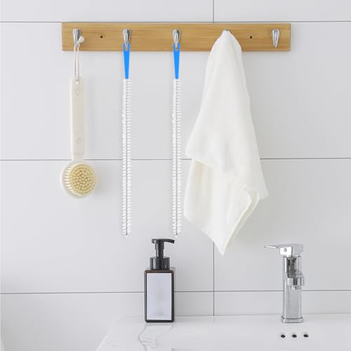 JIEYAO 2 Pack Flexible Drain Cleaning Tools, 23.6inch Bendable Long Drain Brush with Nylon Bristles Rust-Resistant Sink Unblocker Tool for Toilet Kitchen Shower Sewer Tub Hair Clogs