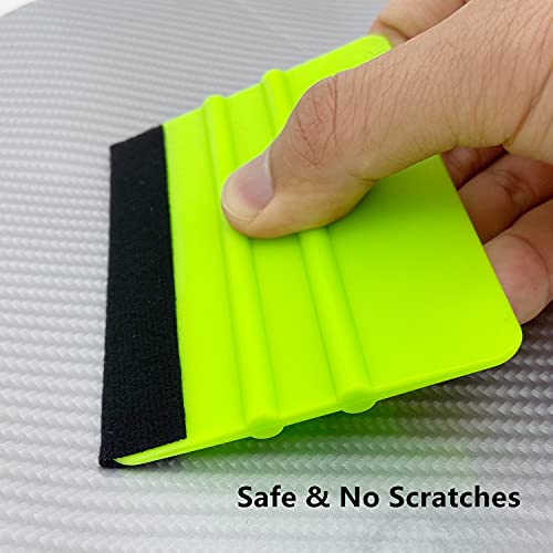 CCyanzi 4inch Vinyl Squeegee Tool Window Film Squeegee Decal Scraper Sign-Making Graphic Wallpaper Application, Felt Edge Protection Prevents Scratches - 10Piece Green - color: Green