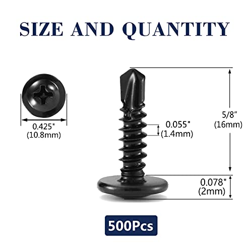 #8 x 5/8" Sheet Metal Screws 500PCS 410 Stainless Steel Truss Head Fast Self Tapping Screws Black Oxide by SG TZH - color: Black, size: #8 x 5/8"
