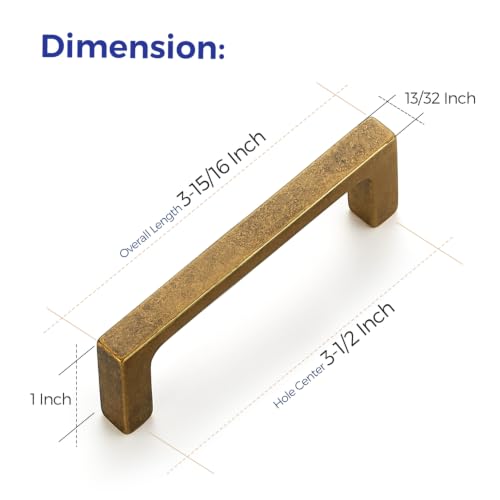 Ravinte Antique Brass Kitchen Cabinet Solid Handles,3-1/2 Inch,5 Pack - color: Antique Brass, size: 3-1/2 Inches Hole Center
