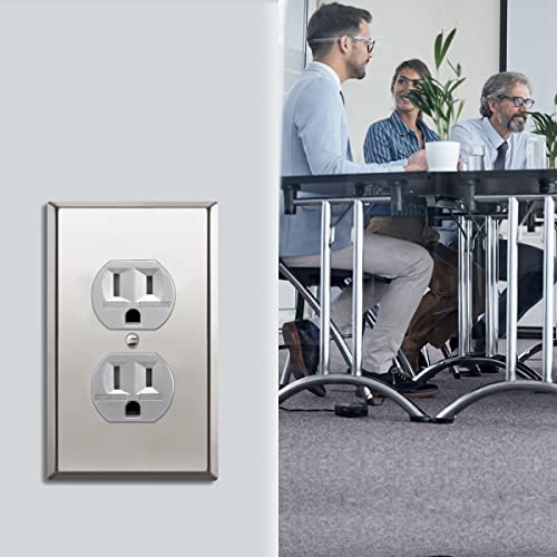 ENERLITES Duplex Receptacle Metal Wall Plate, 1-Gang, Polished Chrome - color: Polished Chrome, size: Standard Size