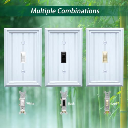 White Natural Material Single Toggle Light Switch Cover Plates(4-Pack) - size: Single Switch