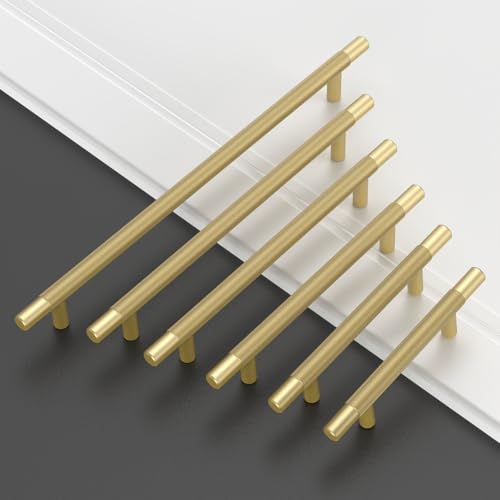 Amerdeco 10 Pack Brushed Gold Knurled Cabinet Pulls 6.3 Inch Hole Centers Kitchen Cabinet Handles Hardware Kitchen Handles for Cabinets Handles IH0006 - color: Brushed Gold, size: 6.3"/160MM Hole Center