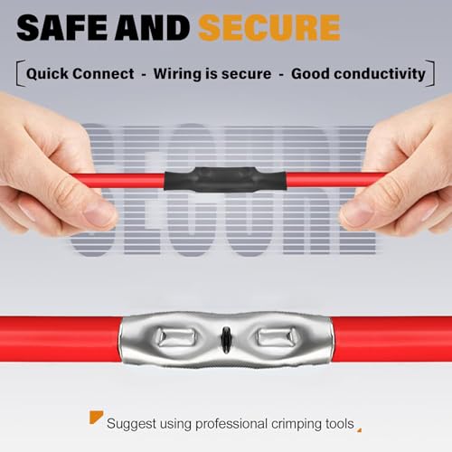 8 AWG Non Insulated Butt Connectors Crimps 8AWG with 8 * 40mm Heat Shrink Tube Pure Copper Wire Uninsulated Crimp Connector Splice for 8 Gauge Wiring (Pack of 40pcs) - style: 8 AWG