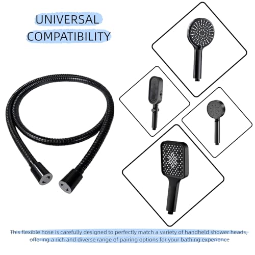 59 Inch Shower Hose Replacement, Stainless Steel, Matte Black - color: Matte Black