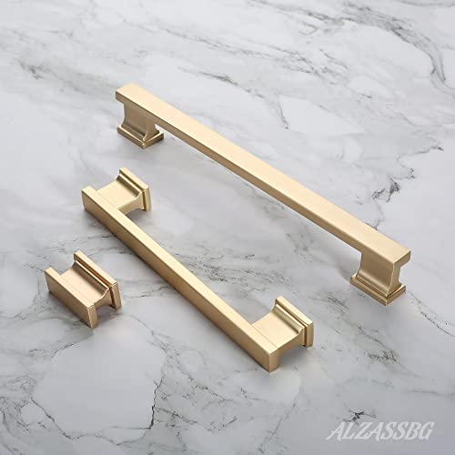 Alzassbg Brushed Brass Cabinet Pulls and Handles 10 Pack, AL3061BB - color: Brushed Brass, size: 3-3/4" Hole Center