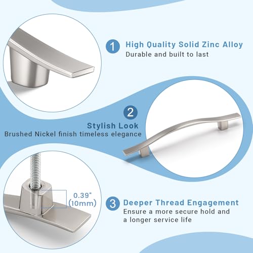 KNOBWELL 30 Pack 3-3/4 inch Hole Center Brushed Nickel Kitchen Cabinet Pulls,Wave Style Modern Dresser Pulls Hardware Kitchen Cabinet Handles for Bathroom Bedroom Vanity,Zinc Alloy - color: Brushed Nickel, size: Hole Center：3-3/4 inch（96mm）