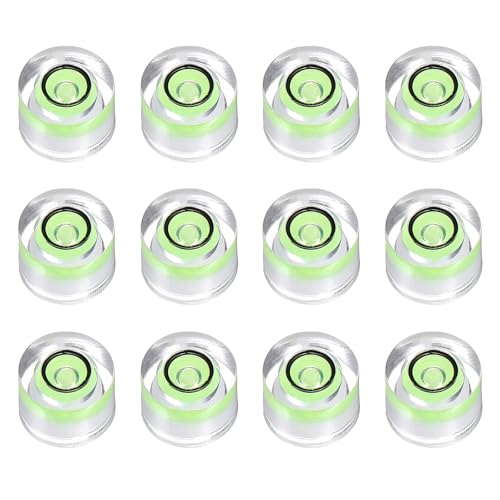 HARFINGTON 12pcs Circular Bubble Spirit Level 8x5.5mm Mini Round Bubble Spirit Level Little Measuring Layout Tools for TV Industrial Carpentry Picture Frame, Green/Black - color: Green/Black, size: 8x5.5mm